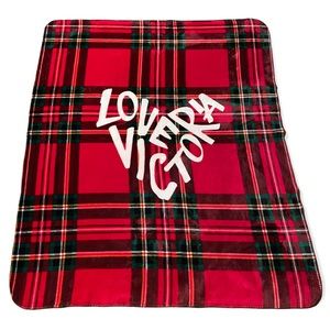Victoria’s Secret Plaid Sherpa Blanket Holiday Soft! Love Victoria Christmas